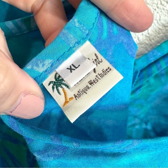 20. VTG Island Girl Women's XL Maxi Dress Hawaiian Tropical Blue Vacation Boho - Picture 4 of 9